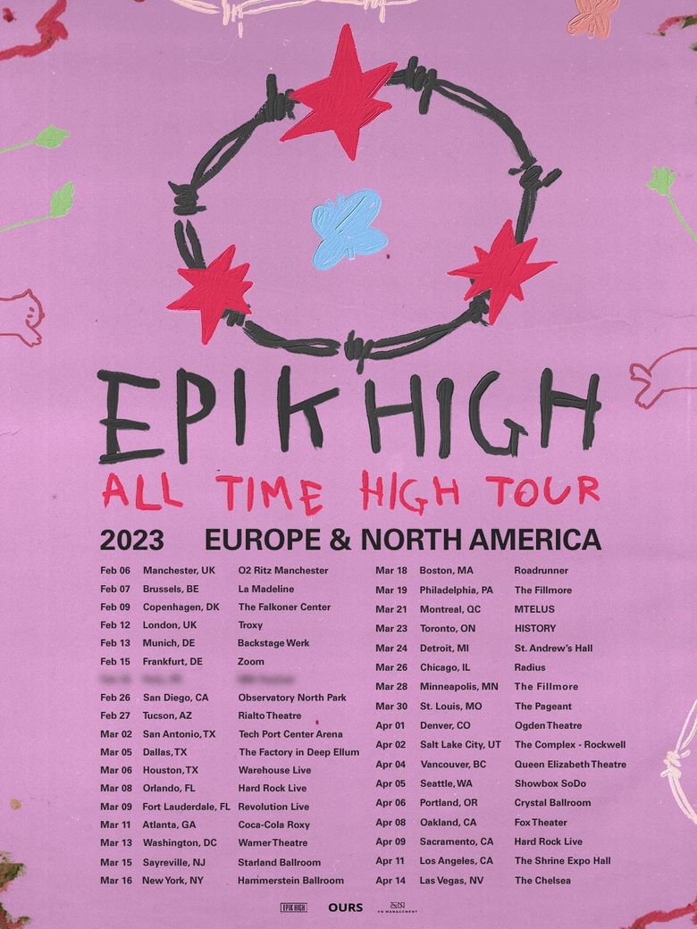  2023 EPIK HIGH "ALL TIME HIGH" Europe & North America Tour: Cities And Ticket Details