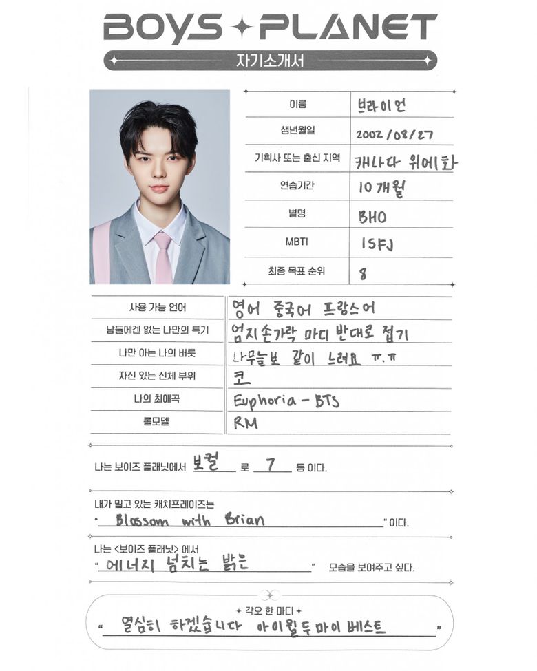 "Boys Planet" Canadian Trainees Profile And Information