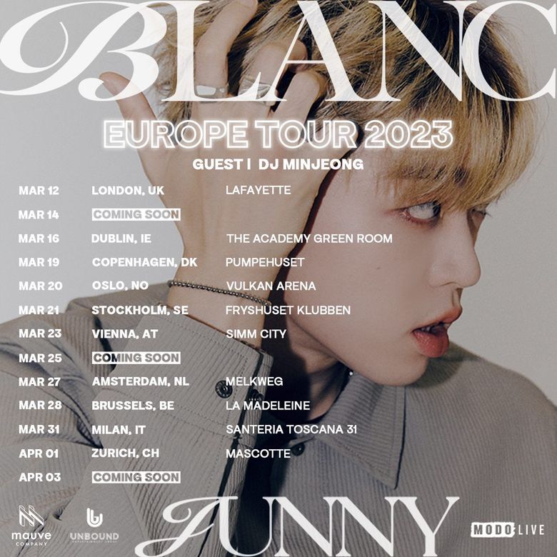 JUNNY Is Going To Europe For The "blanc" Tour